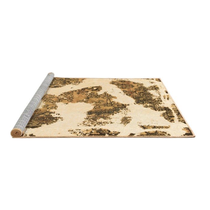 Sideview of Machine Washable Abstract Brown Modern Rug, wshabs1171brn