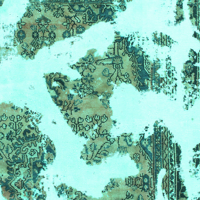 Machine Washable Abstract Turquoise Modern Area Rugs, wshabs1171turq