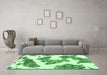 Machine Washable Abstract Emerald Green Modern Area Rugs in a Living Room,, wshabs1171emgrn