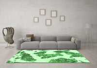 Machine Washable Abstract Emerald Green Modern Rug, wshabs1171emgrn