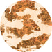 Round Abstract Orange Modern Rug, abs1171org