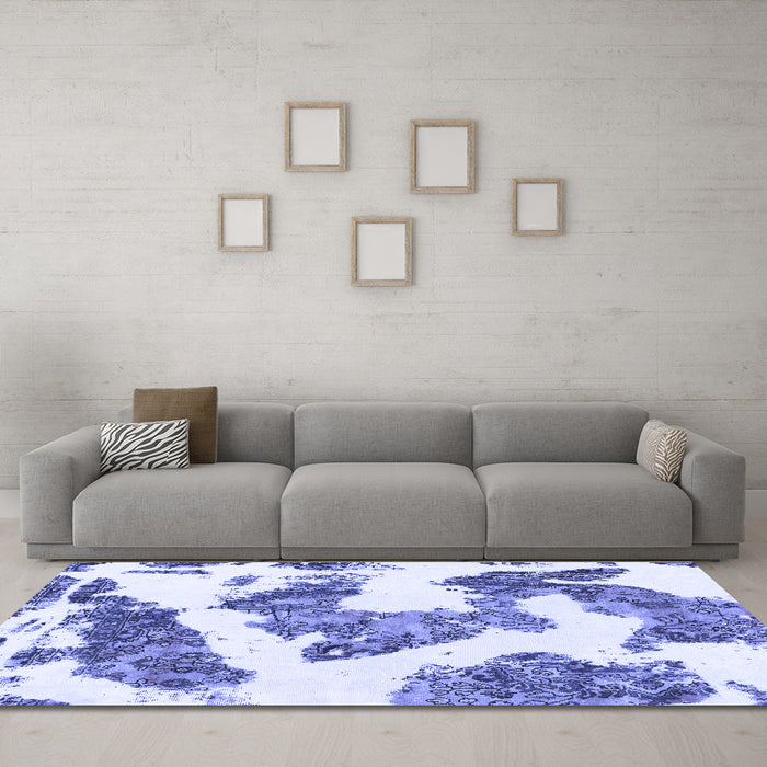 Machine Washable Abstract Blue Modern Rug in a Living Room, wshabs1171blu