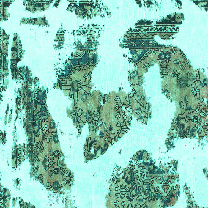Square Abstract Turquoise Modern Rug, abs1171turq