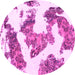 Round Machine Washable Abstract Pink Modern Rug, wshabs1171pnk