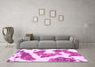 Machine Washable Abstract Pink Modern Rug in a Living Room, wshabs1171pnk