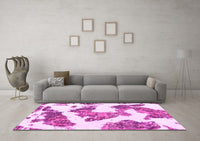 Machine Washable Abstract Pink Modern Rug, wshabs1171pnk