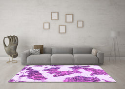 Machine Washable Abstract Purple Modern Area Rugs in a Living Room, wshabs1171pur