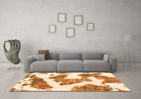 Machine Washable Abstract Orange Modern Rug, wshabs1171org