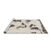 Sideview of Machine Washable Abstract White Chocolate Beige Rug, wshabs1172