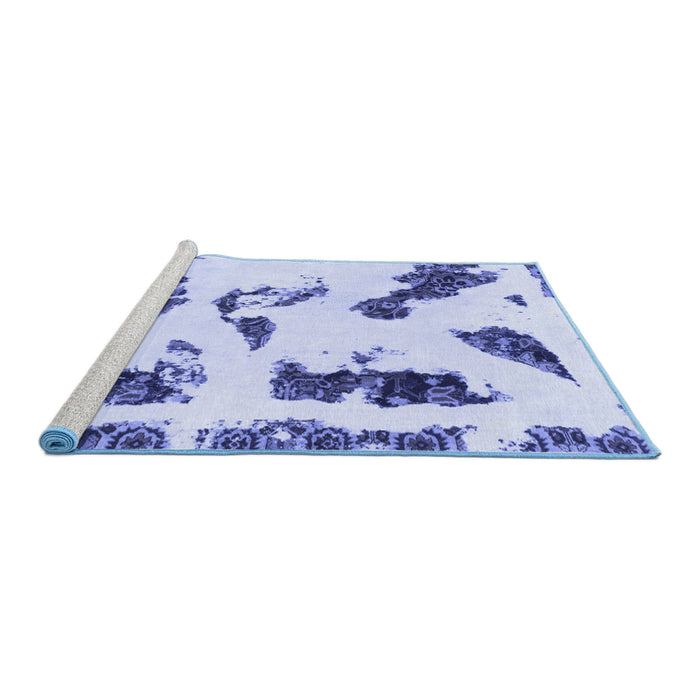 Sideview of Machine Washable Abstract Blue Modern Rug, wshabs1172blu