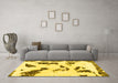 Machine Washable Abstract Yellow Modern Rug in a Living Room, wshabs1172yw