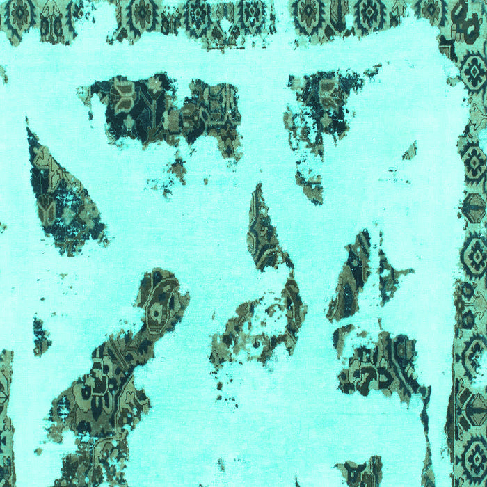 Square Abstract Turquoise Modern Rug, abs1172turq