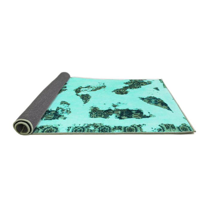 Sideview of Abstract Turquoise Modern Rug, abs1172turq