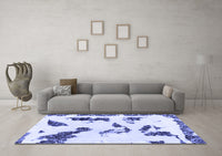 Machine Washable Abstract Blue Modern Rug, wshabs1172blu