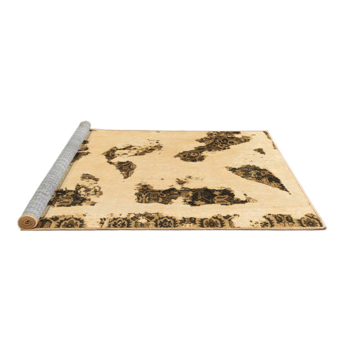 Sideview of Machine Washable Abstract Brown Modern Rug, wshabs1172brn