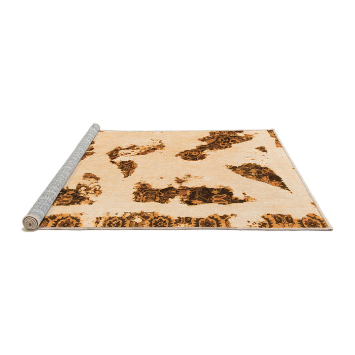 Sideview of Machine Washable Abstract Orange Modern Area Rugs, wshabs1172org