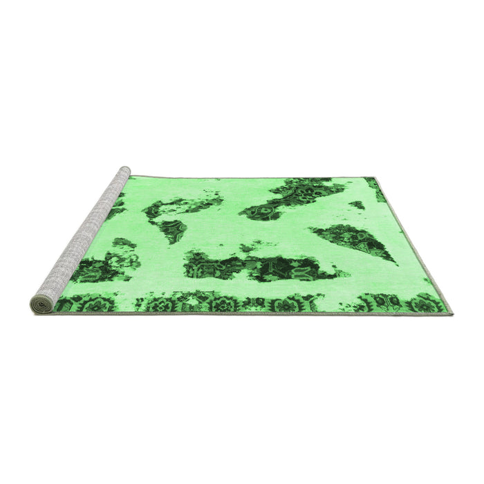 Sideview of Machine Washable Abstract Emerald Green Modern Area Rugs, wshabs1172emgrn