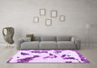 Machine Washable Abstract Purple Modern Area Rugs in a Living Room, wshabs1172pur