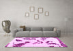 Machine Washable Abstract Pink Modern Rug in a Living Room, wshabs1172pnk