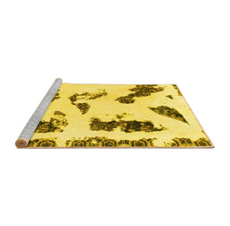 Sideview of Machine Washable Abstract Yellow Modern Rug, wshabs1172yw