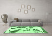 Machine Washable Abstract Emerald Green Modern Area Rugs in a Living Room,, wshabs1172emgrn