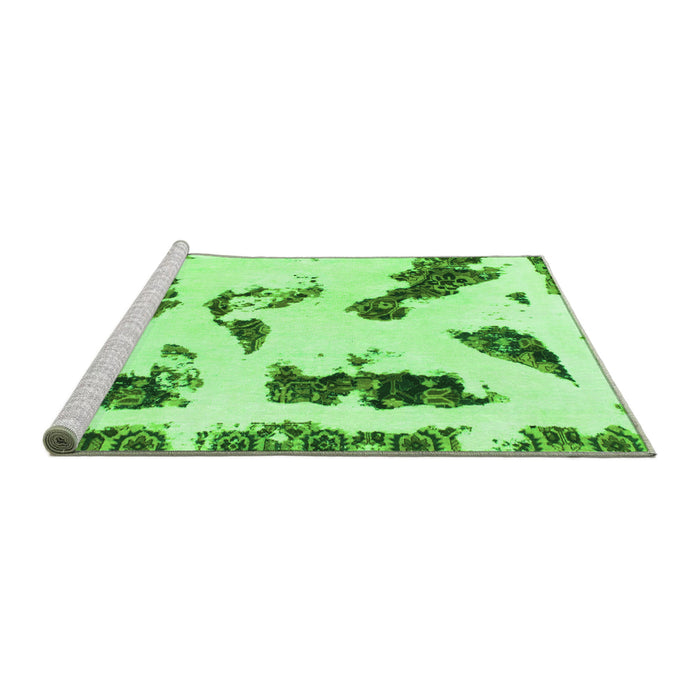 Sideview of Machine Washable Abstract Green Modern Area Rugs, wshabs1172grn