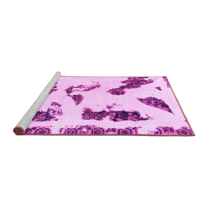 Sideview of Machine Washable Abstract Pink Modern Rug, wshabs1172pnk
