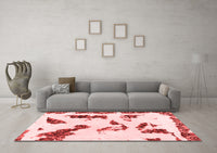 Machine Washable Abstract Red Modern Rug, wshabs1172red