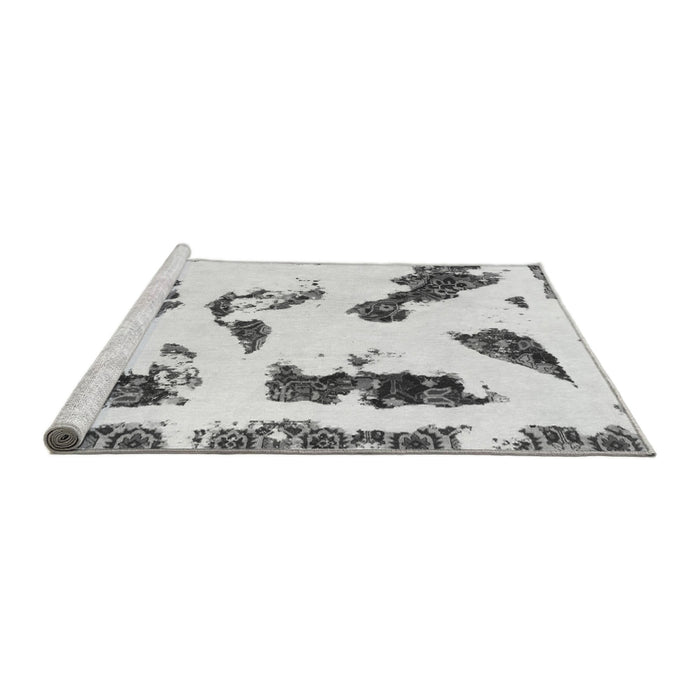 Sideview of Machine Washable Abstract Gray Modern Rug, wshabs1172gry