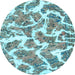 Round Machine Washable Abstract Light Blue Modern Rug, wshabs1173lblu