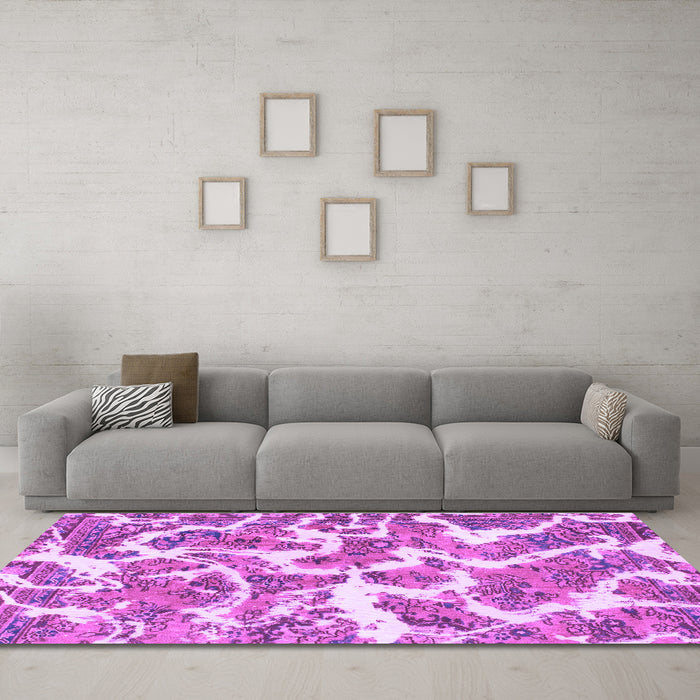 Machine Washable Abstract Purple Modern Area Rugs in a Living Room, wshabs1173pur