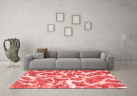 Machine Washable Abstract Red Modern Rug, wshabs1173red