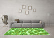 Machine Washable Abstract Green Modern Area Rugs in a Living Room,, wshabs1173grn