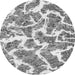 Round Machine Washable Abstract Gray Modern Rug, wshabs1173gry