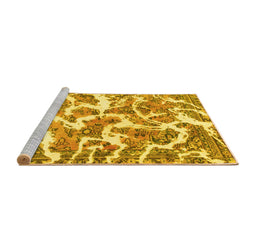 Sideview of Machine Washable Abstract Yellow Modern Rug, wshabs1173yw