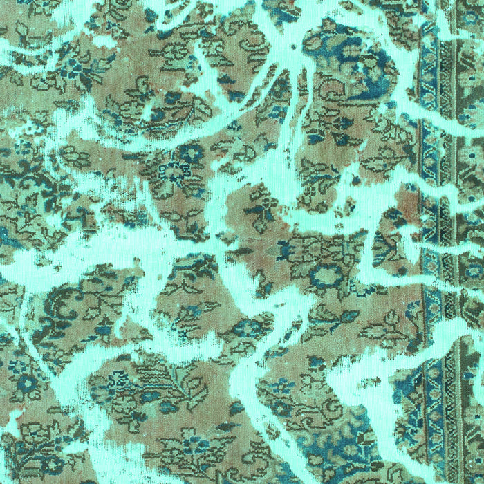 Machine Washable Abstract Turquoise Modern Area Rugs, wshabs1173turq