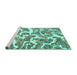 Sideview of Machine Washable Abstract Turquoise Modern Area Rugs, wshabs1173turq