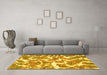 Machine Washable Abstract Yellow Modern Rug in a Living Room, wshabs1173yw
