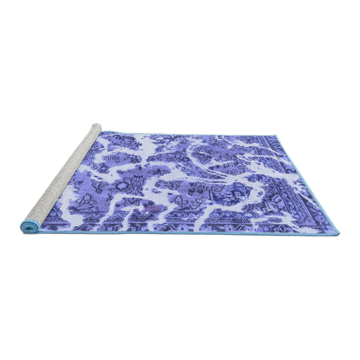 Sideview of Machine Washable Abstract Blue Modern Rug, wshabs1173blu