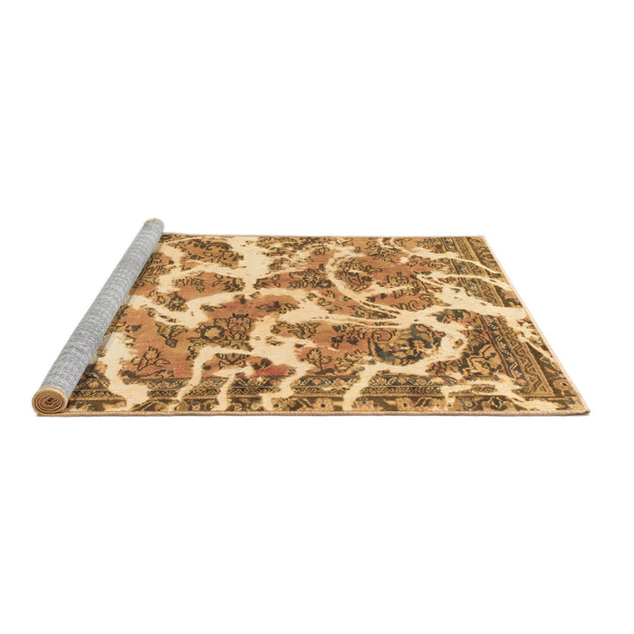 Sideview of Machine Washable Abstract Brown Modern Rug, wshabs1173brn