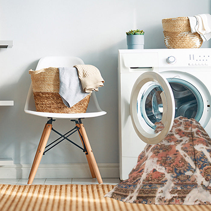 Machine Washable Abstract Pastel Orange Rug in a Washing Machine, wshabs1173