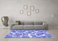 Machine Washable Abstract Blue Modern Rug, wshabs1173blu