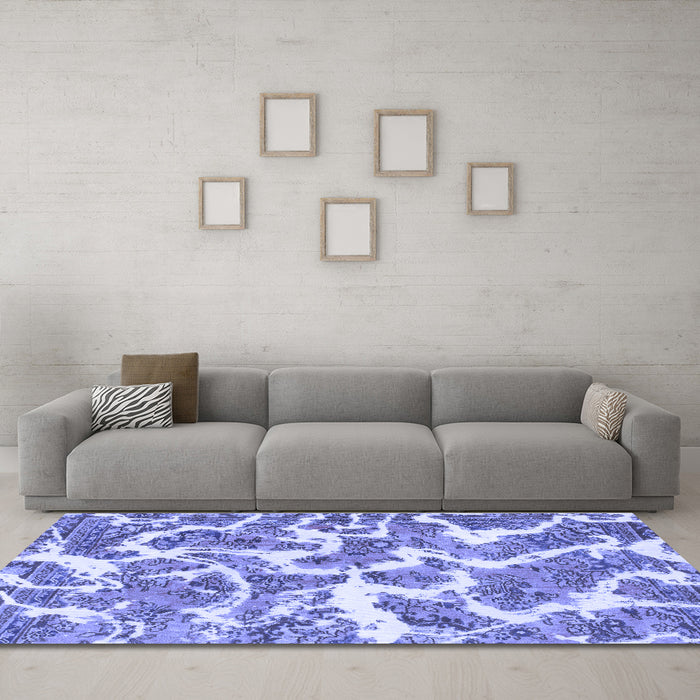 Machine Washable Abstract Blue Modern Rug in a Living Room, wshabs1173blu