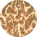 Round Abstract Brown Modern Rug, abs1173brn