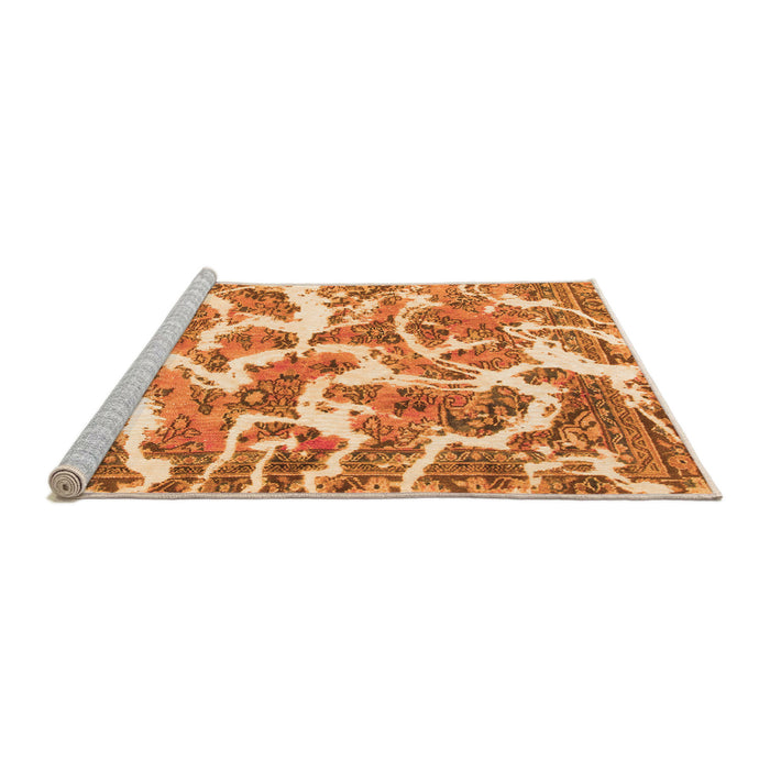 Sideview of Machine Washable Abstract Orange Modern Area Rugs, wshabs1173org
