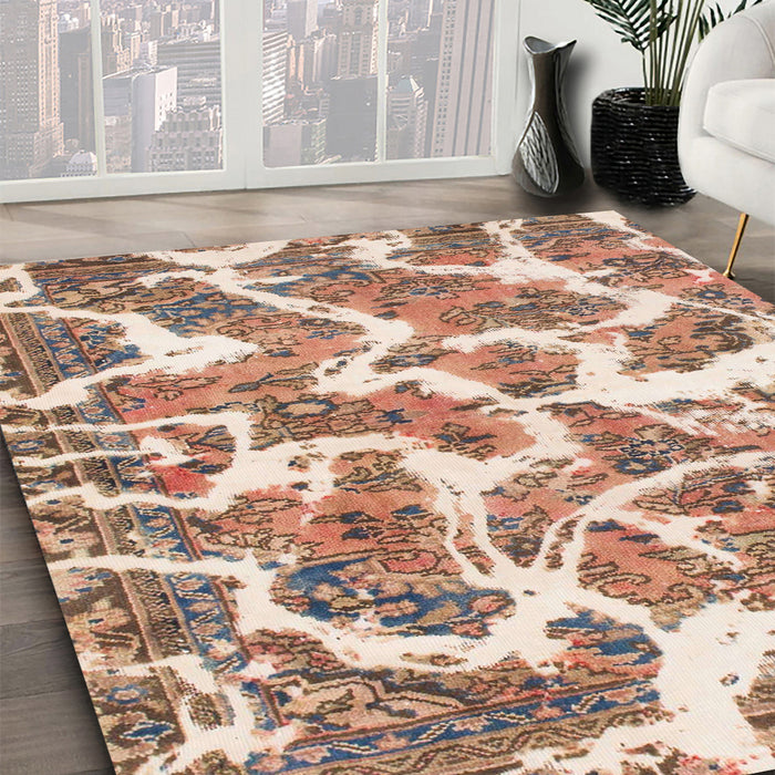 Machine Washable Abstract Pastel Orange Rug in a Family Room, wshabs1173