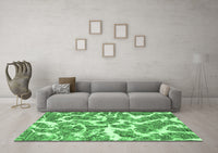 Machine Washable Abstract Emerald Green Modern Rug, wshabs1173emgrn