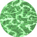 Round Abstract Emerald Green Modern Rug, abs1173emgrn