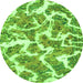 Round Abstract Green Modern Rug, abs1173grn