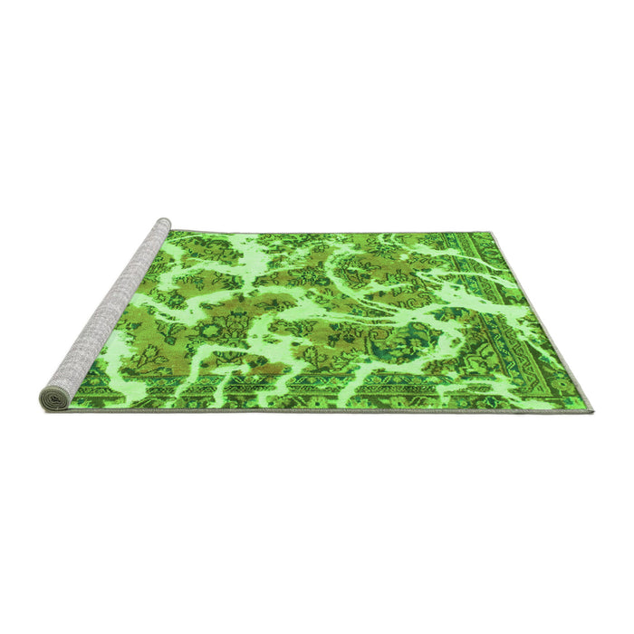 Sideview of Machine Washable Abstract Green Modern Area Rugs, wshabs1173grn